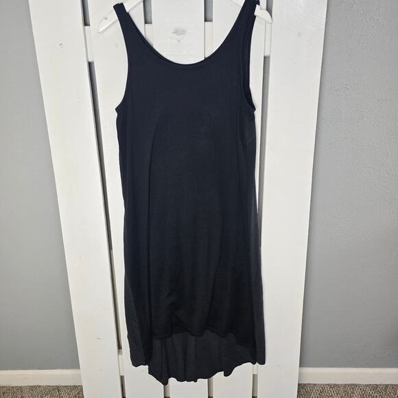 Eileen Fisher Silk Modal Layered Black Hi-Low Tank Dress MED Minimalist Resort - Picture 1 of 11